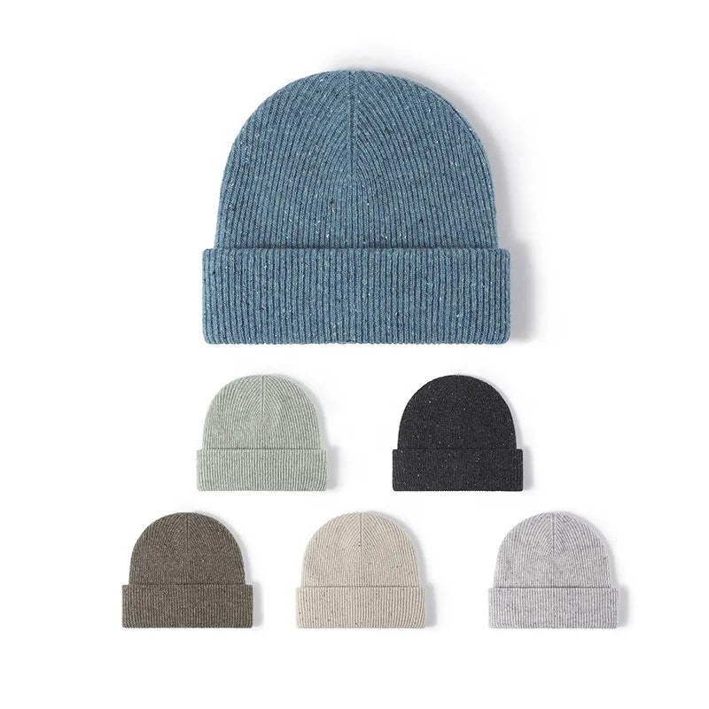 Good Price Factory Winter Floppy Warm Soft Cap Wool Knitted Beanie Hats Solid Color Luxury Knitted Beret Hat Custom Label