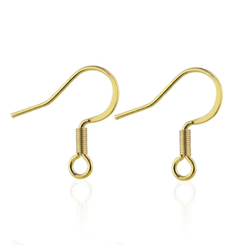 Custom Made Earring Hooks in Gold Finish Stainless Steel Golden Earring Wire Flat Earing Hooks Diy Jewelry Making