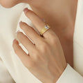 French Ins Style Titanium Steel 18K Inlaid Zircon Striped Blogger Hot Ring Versatile Tail Ring for Women