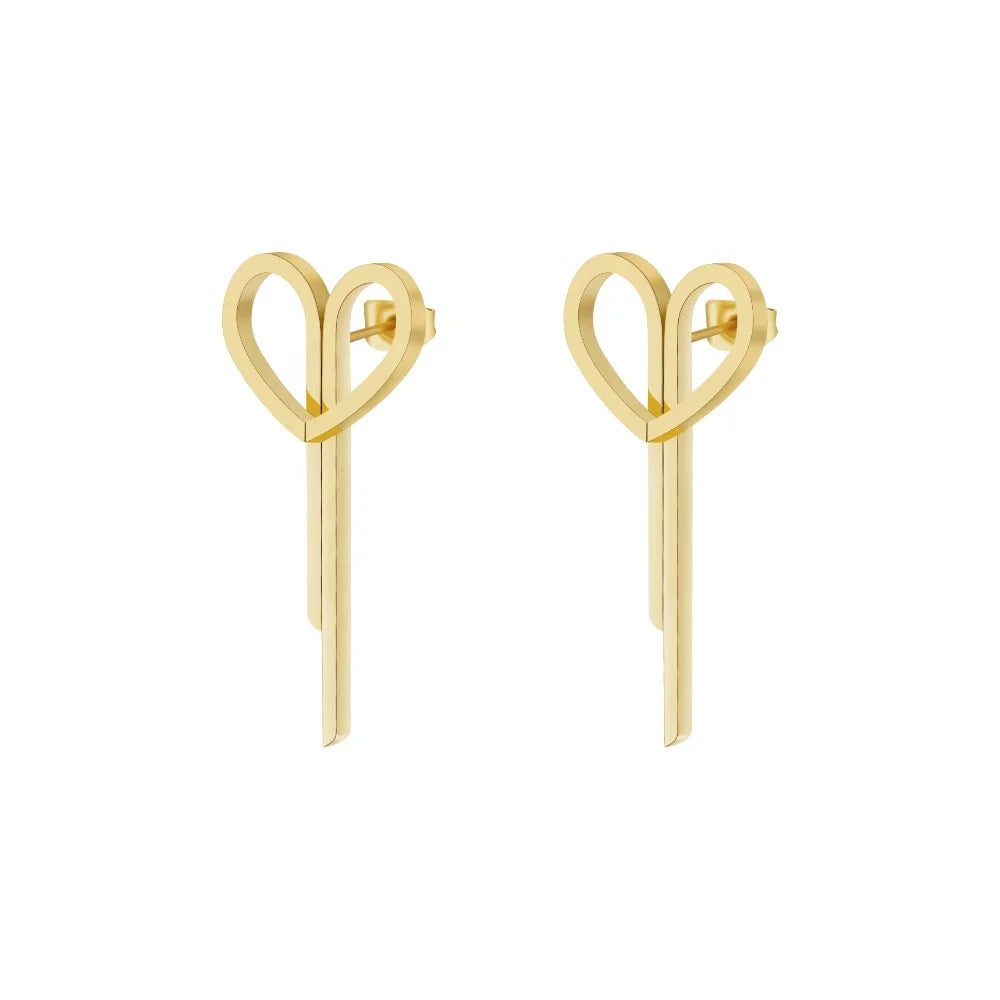Original Design 14K Gold Plated Stainless Steel Jewelry Irregular Line Heart Shaped Earrings for Women Earrings E231491