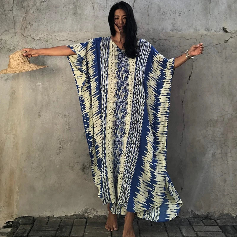 Bikini Cover-ups Retro Snake Printed Self Belted Women Summer Dress Tunic Plus Size Beach Wear Swim Suit Cover up