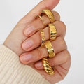 Jewelry Set Horn Wrap Chunky Rings Gold 2023 Stainless Steel Plated 316l Waterproof Environmental Friendly 6 7 8 5 Pcs