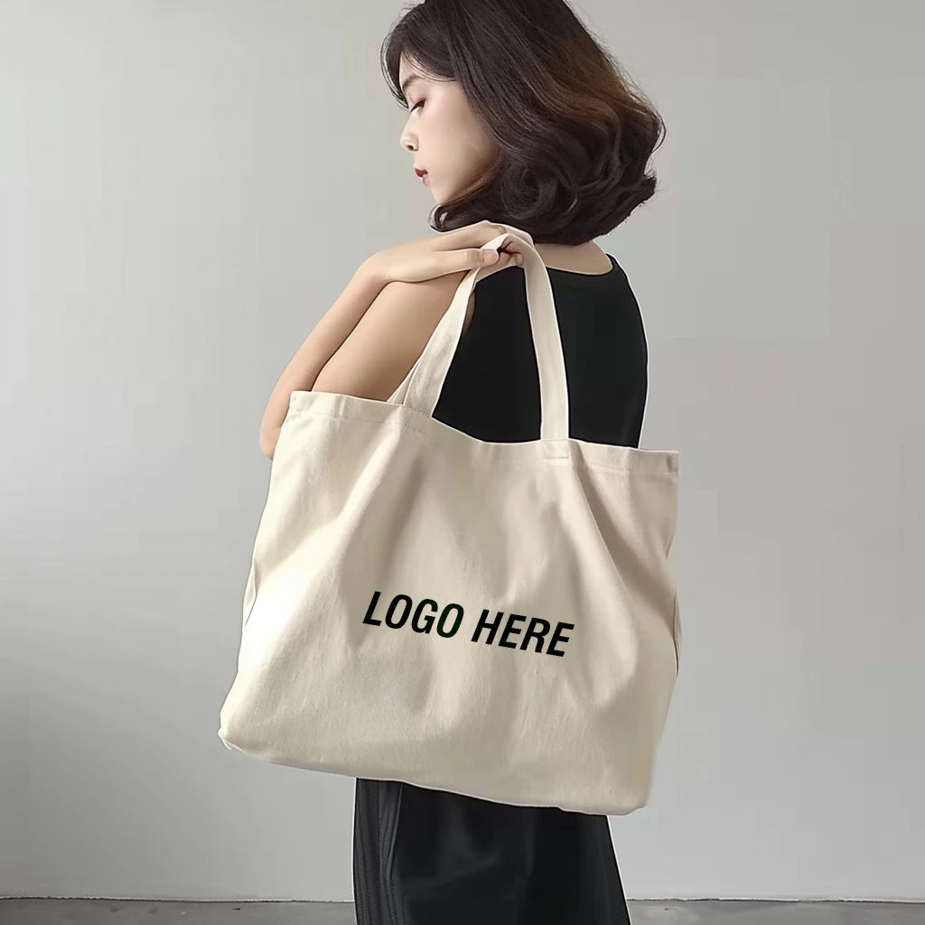Women's Custom logo Shopping Bag Grocery Eco Friendly Handbags Shoulder Bag Reusable Beach Cotton Canvas Tote Bag