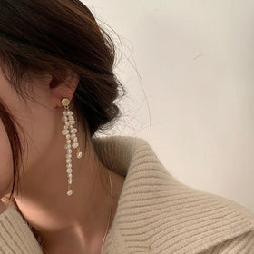 2024 Trendy S925 Sterling Silver Freshwater Pearl Earrings New Fashion for Women Party and Wedding Gift