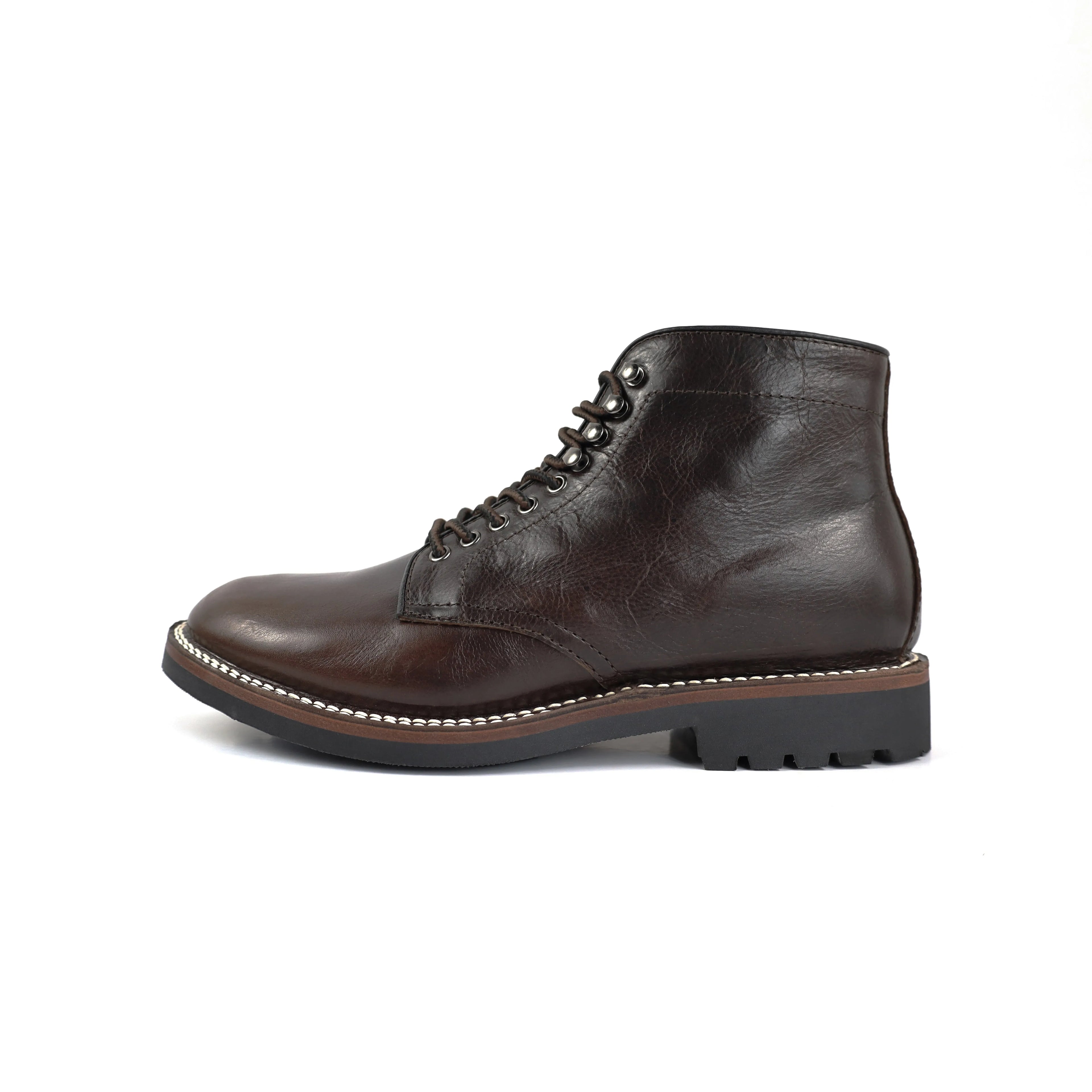 Goodyear Men's Genuine Leather for Western Boots Autumn Winter Ankle Height Lace-up Height Increasing Anti-Slippery Work Shoes