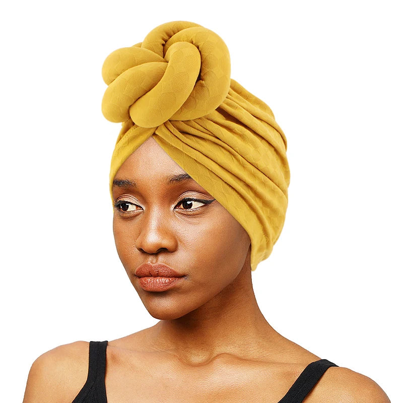 Solid Color Bandana Top Knotted Turban Headwrap Headscarf Hair Turban Hats for Women