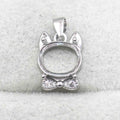 Sterling Silver 8*10mm Semi Mount Pendant Empty Frame Blank Support Setting S925 Base Holder Without Center Stone for DIY Inlay
