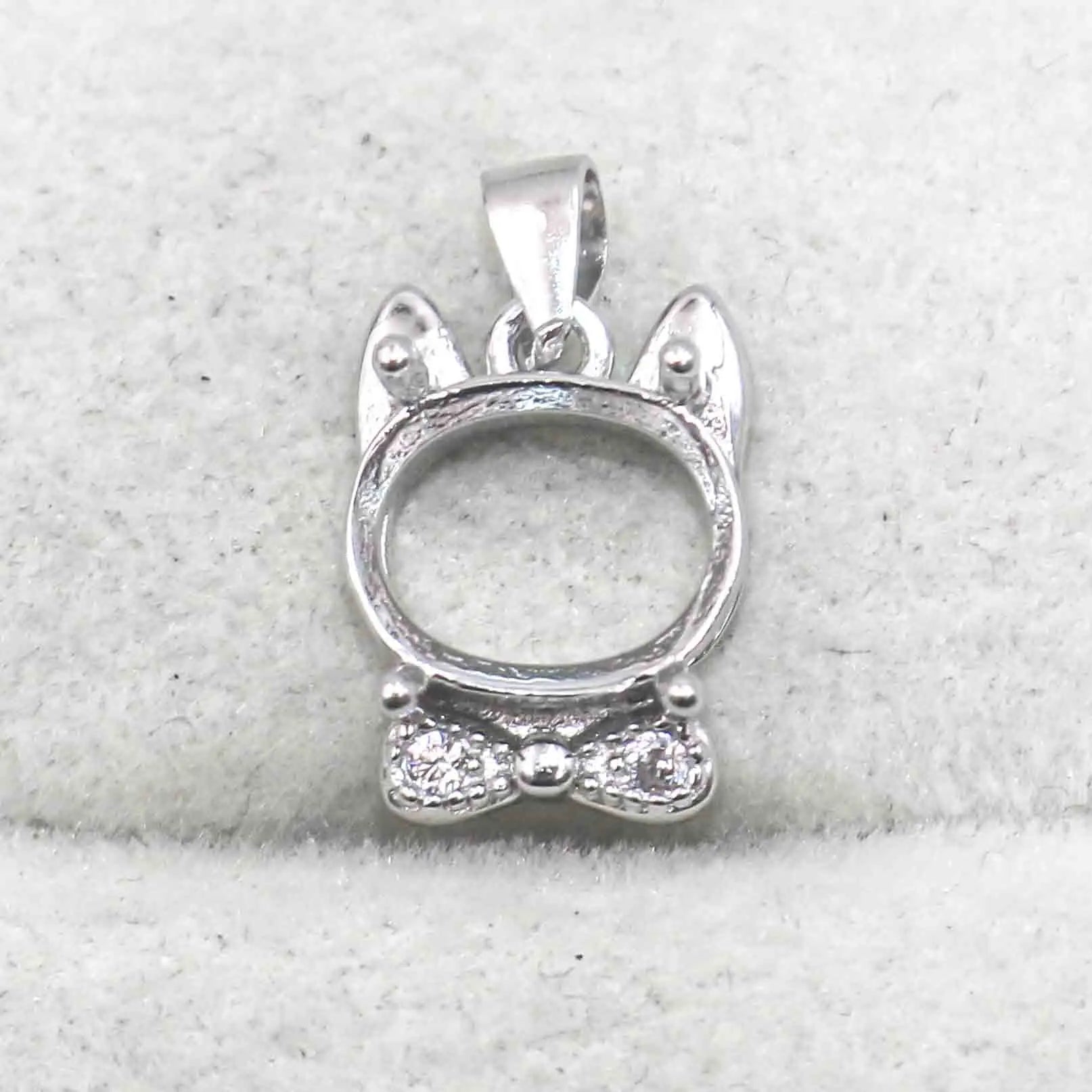 Sterling Silver 8*10mm Semi Mount Pendant Empty Frame Blank Support Setting S925 Base Holder Without Center Stone for DIY Inlay