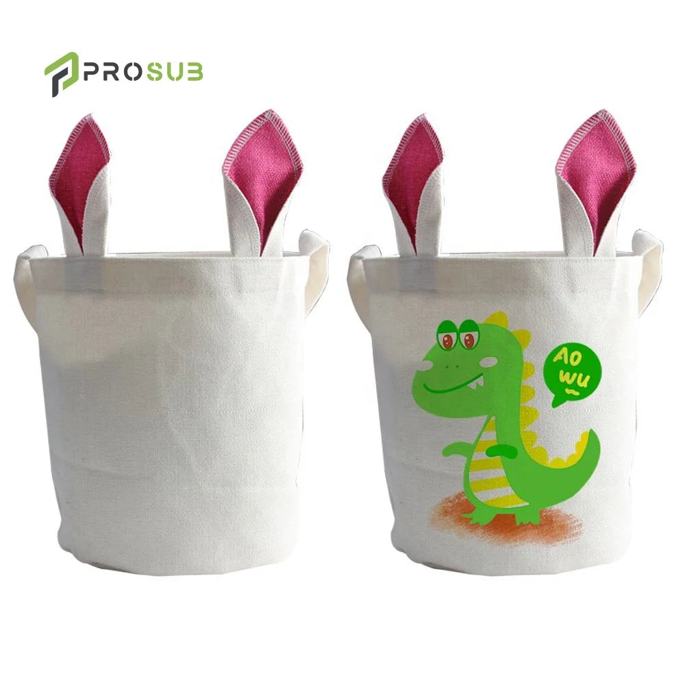 Prosub Sublimation Easter Bunny Ears Baskets Sublimation Blanks Items Linen Egg Easter Treat Bag Easter