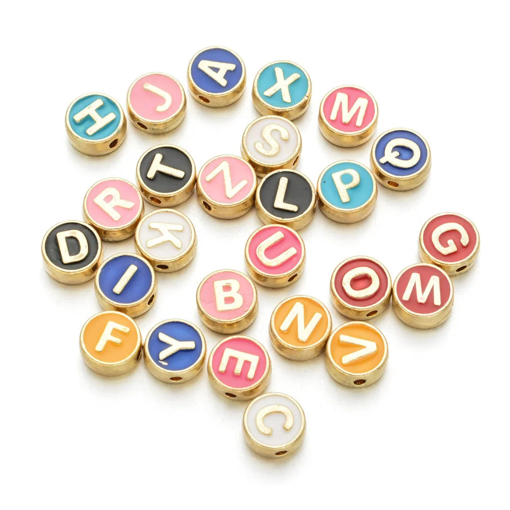 8mm Enamel Letter Beads 26 English Alphabets for Jewelry Making DIY Handmade Craft Accessories