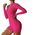 Women's Fashion Gym Sports Zipper Yoga Pants Hollow Backless Short Overalls One Piece Workout Sportswear Bodysuits & Jumpsuits