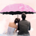 Unique Three-Folding Manual Waterproof Umbrella Black Coating Minimalist Design Customized Logo 190T Nylon Summer Outdoor Use