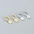 SP Fine Jewelry Rectangle Hoop Earring Geometric Sterling Silver Engraved Zirconia Starburst Hoop Earrings