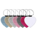 DIY Custom Photo Heart Shape Heat Transfer Blank Glitter Sublimation PU Leather Keychain Keyring