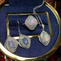 Hot Sale 925 Sterling Silver Opal Jewelry Set for Women African Non-Tarnish Necklace and Earrings for Engagement or Anniversary