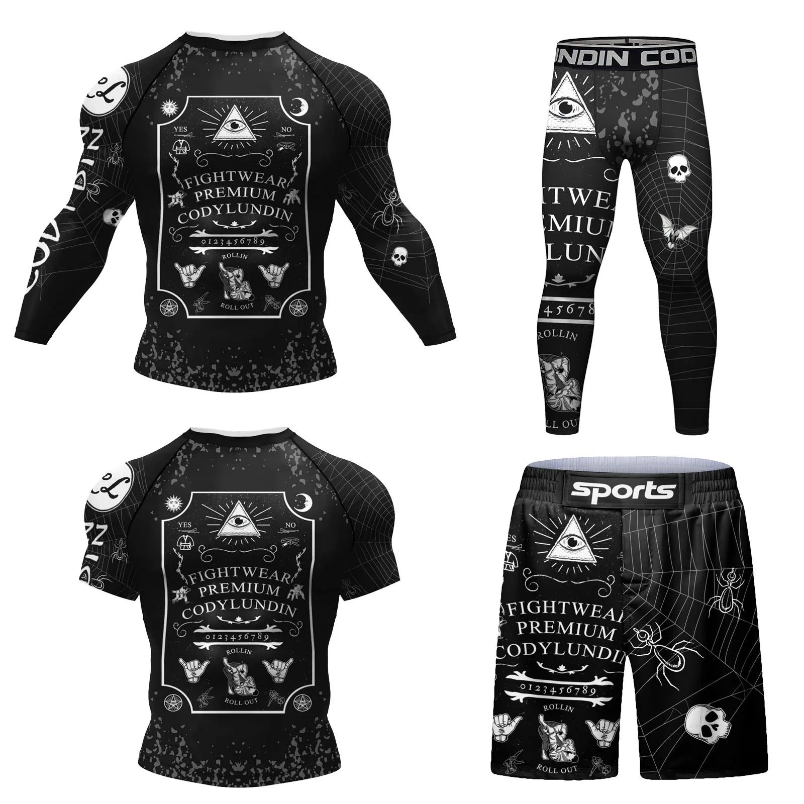 Custom Logo Workout Fitness Summer Jiu Jitsu Sets Digital Printed Short Sleeve MMA Rashguard Male Sublimation MMA Shorts for Men