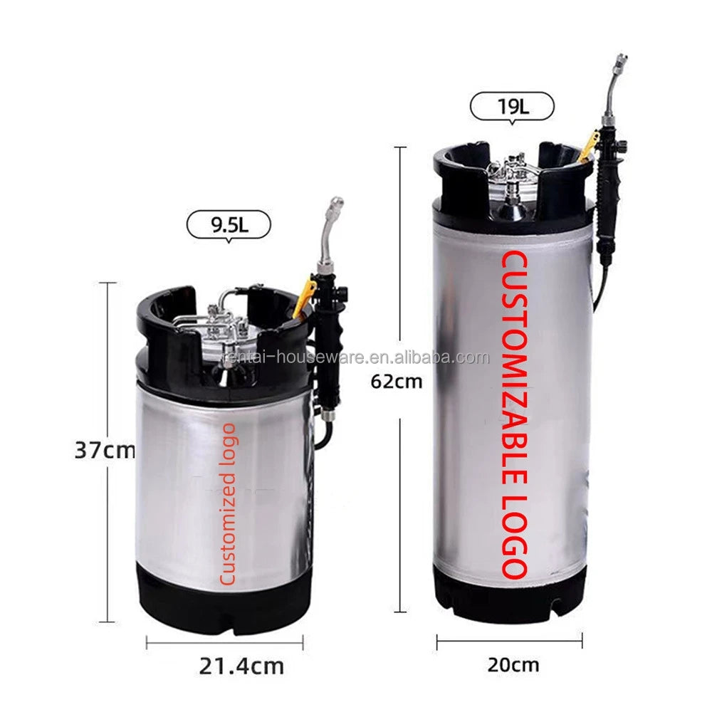 9.5L 19L Portable Stainless Steel Window Tint Keg Sprayer Car Wrap Tools Pressure Tank Car Wash Bucket for Car PPF Film