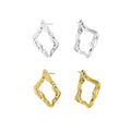 FUAMAY Aretes De Plata 925 Silver Big Irregular Geometry Square Stud Earrings