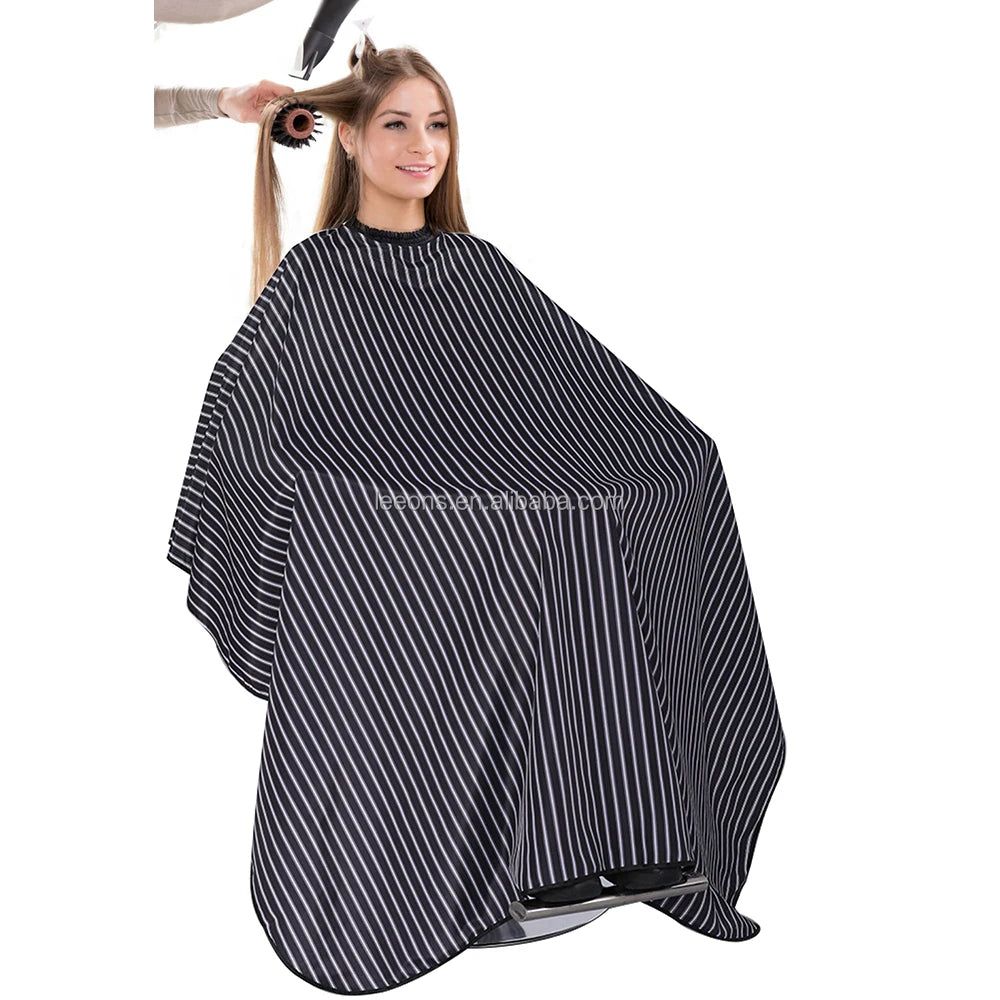 Stripes Adult Barbers Cape Hairdressing Cape Hairdresser Hair Styling Waterproof Salon Gowns with Adjustable Metal Hook