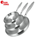 Tianxing Wholesale Food Grade 3-ply Stainless Steel Nonstick Braterpan Padella Steak Frying Pan Metal Skillet Sets of Pans