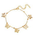 Fashion Cheap Single Layer Chain 5 Butterfly Charms Anklet for Women's Jewelry