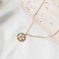Chris April Vintage Design 316L Stainless Steel Non-tarnish Simple PVD Gold Plated Sakura Shell Pendant Necklace with Zircon