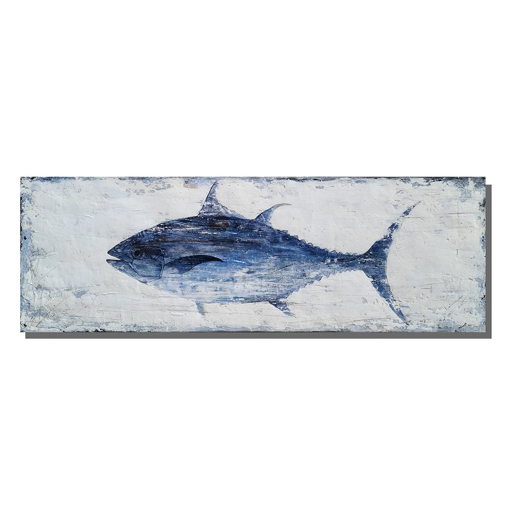 Large Modern Acrylic UV Printed Animal Tuna Fish Wall Art on Waterproof & Eco-Friendly Canvas by Yihui Arts for Home Decor