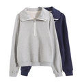 Custom Women's Vintage Pull-Over Sweat Suit by Clothing Manufacturers Aesthetic Fleece Tracksuit with Front Logo Woven Fabric