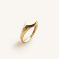 18K Gold Plated Stainless Steel Unisex Blank Rings Oval Signet for Engagement Party Anniversary