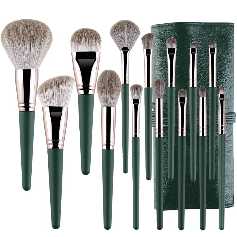 Private Label 14pcs Green Color Makeup Brush Set