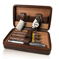 Vanace Portable Factory Directly Wholesale Classic Travel Cigar Humidor Cedar Wood Leather Cigar Case With Cigar Accessories
