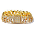 NUOYA Wholesale 14MM 18K Gold Plated Iced Out Diamond Cuban Chain Bracelet for Men Hip Hop Jewelry Customizable Cuban Bracelets