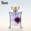 Devi Natural Style Popular Glass Perfume Spray Bottles Purple Flower Perfume Bottle