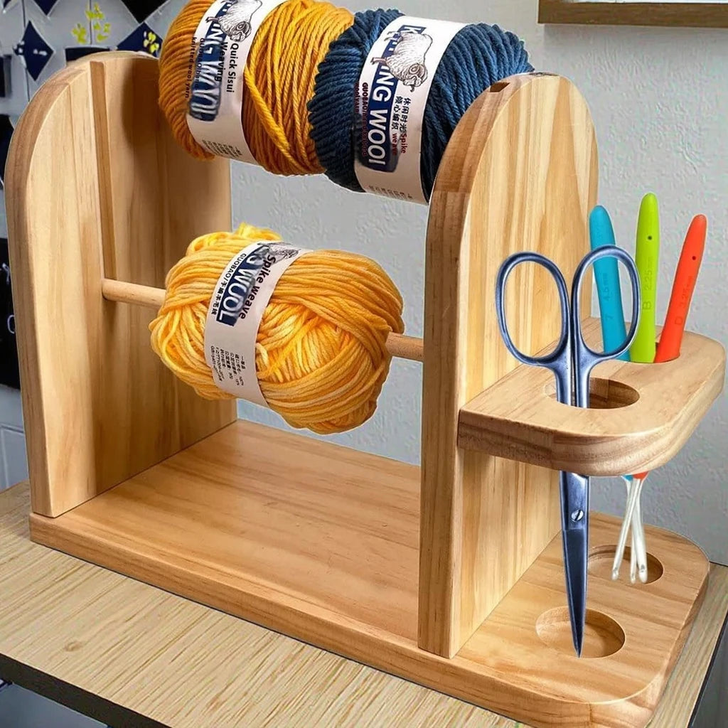 Grandma's Wool Household Essentials Bamboo Wooden Crochet Board with Double Tiers and Simple Hole Knitting Shaping Board