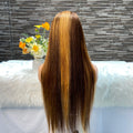 Wholesale Remy Cuticle Aligned 13*4 Transparent Swiss Lace Frontal Human Hair Wigs Straight Hot P4/27 Color Wigs for Black Women