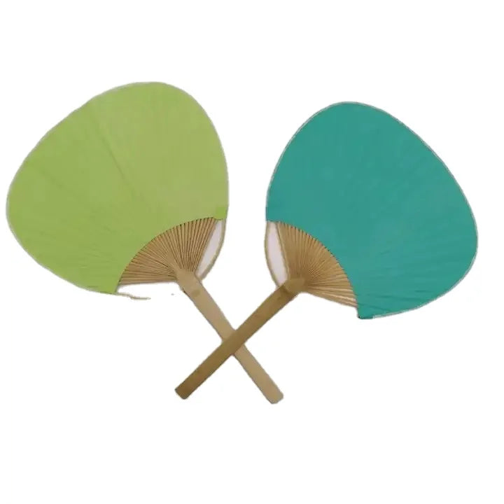 Colorful Sports Style Handmade Bamboo Paper Carved Eco-Friendly Paddle Fan Custom Logo 24cm*38cm for Weddings Parties Event
