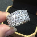 CAOSHI 14mm Width Silver Color Copper Wedding Jewelry Luxury Eternity Band Bling 3A Cubic Zirconia Marquise Diamond Rings