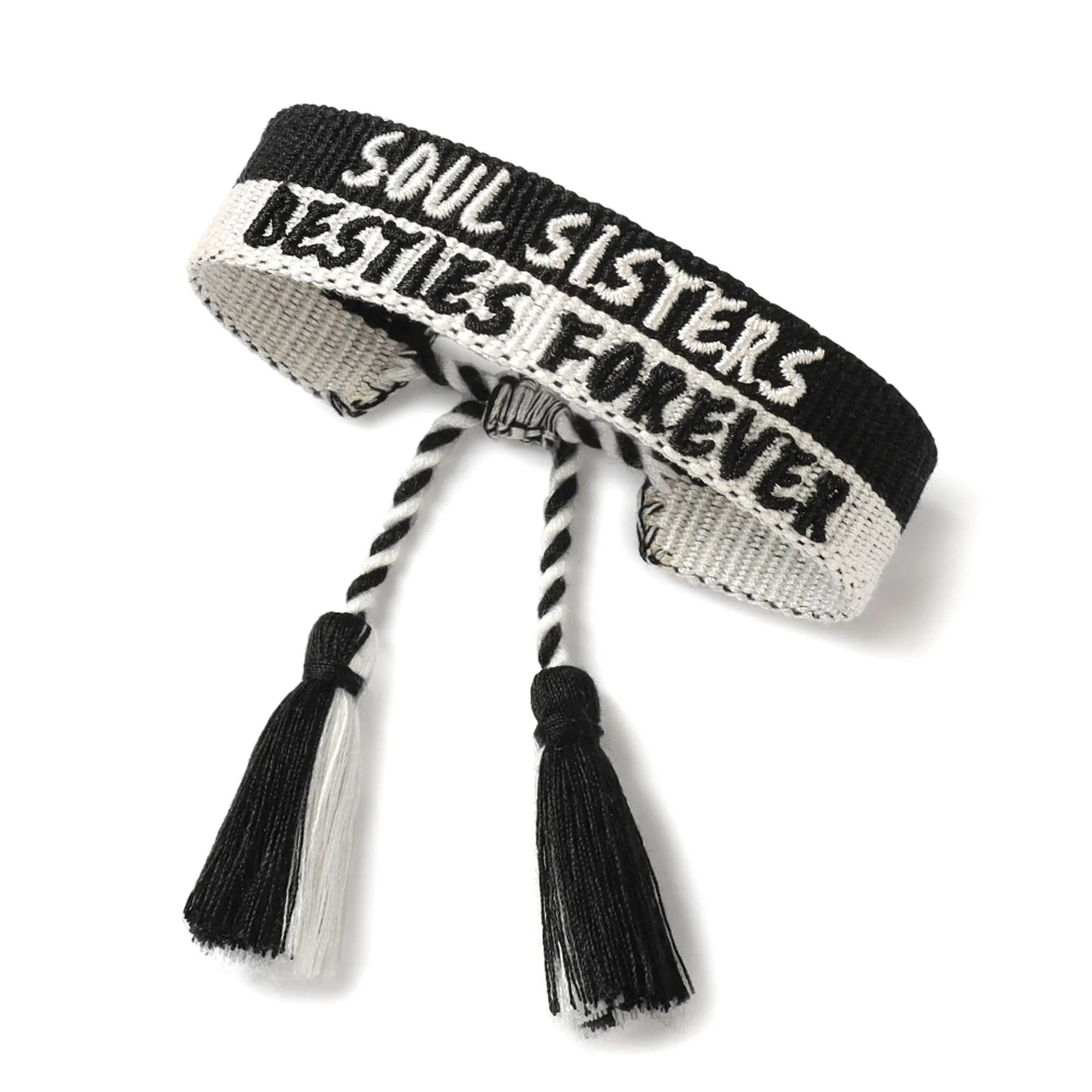Handmade Tassel Friendship Bracelet BESTIES FOREVER Embroidery Bracelet Wholesale Girls Wristband for Gift