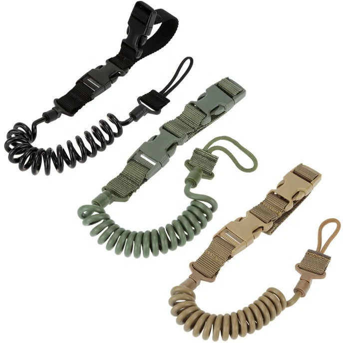 Multifunctional Anti-Loss Outdoor Tactical Lanyard Spring Wear-Resistant Elastic Key Chain Safety Rope Nylon Material Holster
