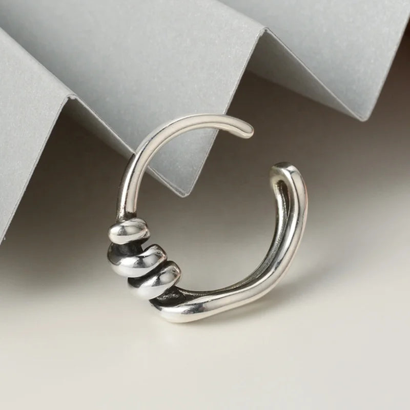 ICEBELA New Arrival Vintage Fashion Jewelry Minimalist S925 Silver Rings Knot Twisted Female Opening Ring