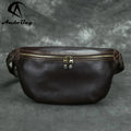 Andong Simple Cowhide Chest Bag Soft Large Capacity Waist Pack Retro Men's Shoulder Bags Real Genuine Cow Leather Man