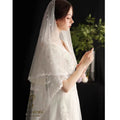 Queens Gown Elegant Pearls Bridal Veil Delicate Full Pearls Embroidered Edge for Wedding