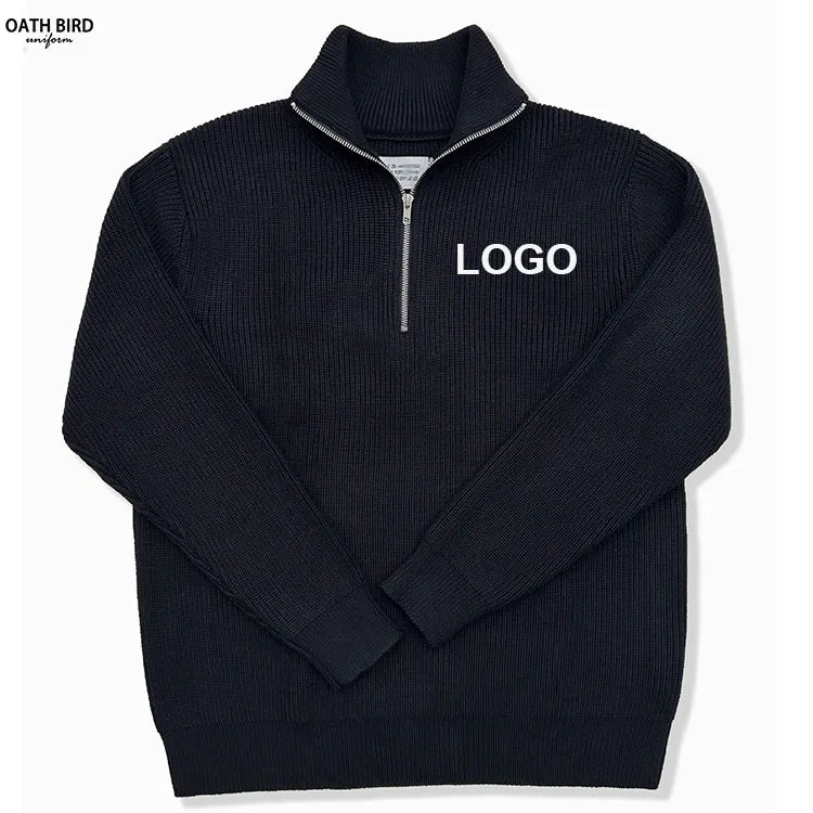 Custom Logo Winter Half Quarter Zip Sweater Casual Design Blank Knitwear Jumper Uniform Unisex Pullover 1/4 Zip Sweater for Men