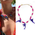 SC Stainless Steel Beach Pearl Necklace Holiday Many Style Fish Lobster Blue Dolphin Pendant Necklace for Women