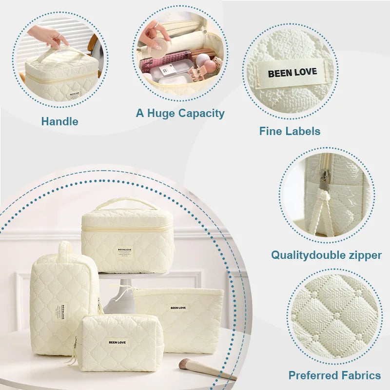 2024 High-End Cosmetic Bag for Women Large-Capacity Portable with Zipper Closure Ins Style for Skin Care Product Storage
