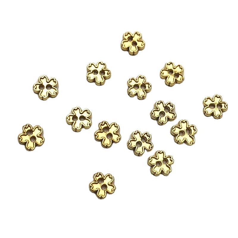 5mm Mini Sakura Flower Sewing Button Toy Clothing Accessory Gold Silver Plate Mini Diy 2-hole Eye Metal Buckle Doll Coat Buttons