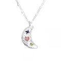 Merryshine S925 Sterling Silver Colorful Stone Zircon Clavicle Chain Women's Lava Texture Moon Design Necklace