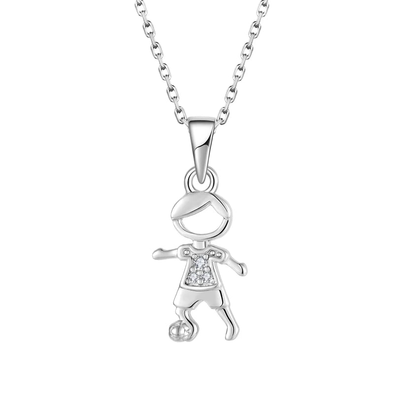 2024 Football Game New Arrival White Cz Children 925 Sterling Silver Boy Girl Play Football Necklace 22nd Football Match