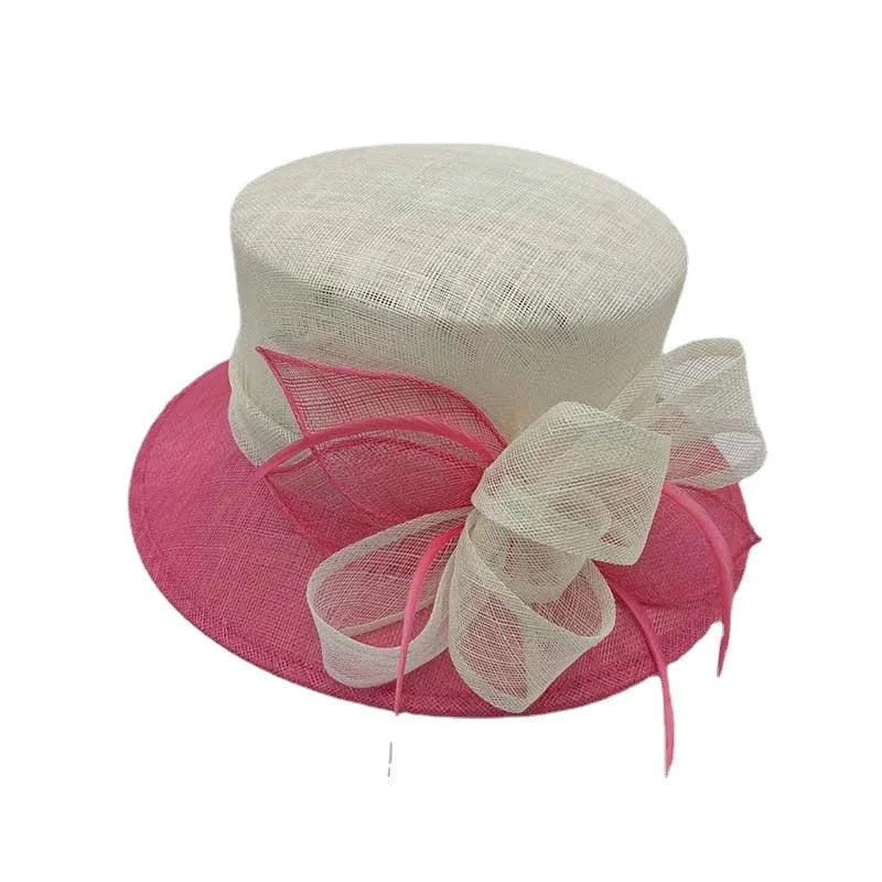 Elegant Women's Sinamay Floral Wide Brim UV Protection Sun Hat for Church Wedding Kentucky Derby Business Fashionable for