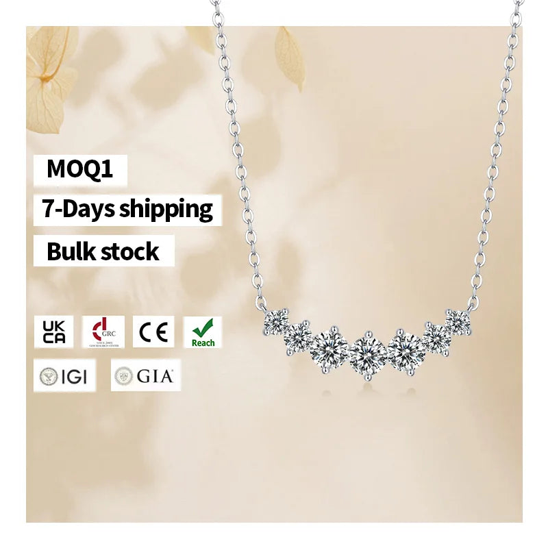 Fast Delivery S925 Silver Stop-frame Necklace Moissanite Choker Collarbone Chain